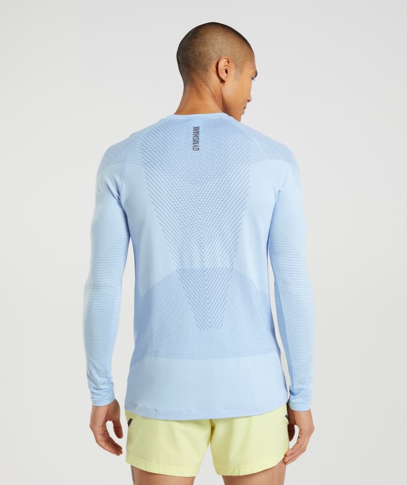 Men's Gymshark Apex Seamless Long Sleeve T-Shirts Light Blue | CA A16N5D